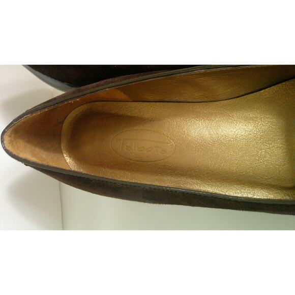 Talbots Women's Kitten Heel Suede Pumps Pointed Toe & Patent Leather Brown 5 1/2 - Picture 5 of 7